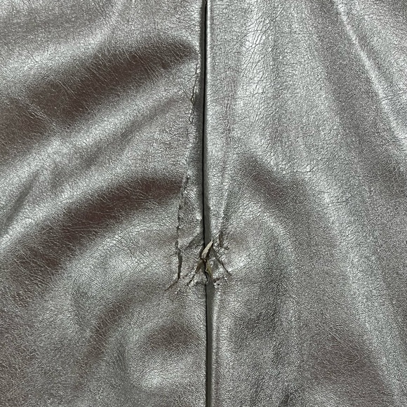 Imperfect Silver Vegan Leather Skirt with Laser-Cut Hem - Picture 5 of 12